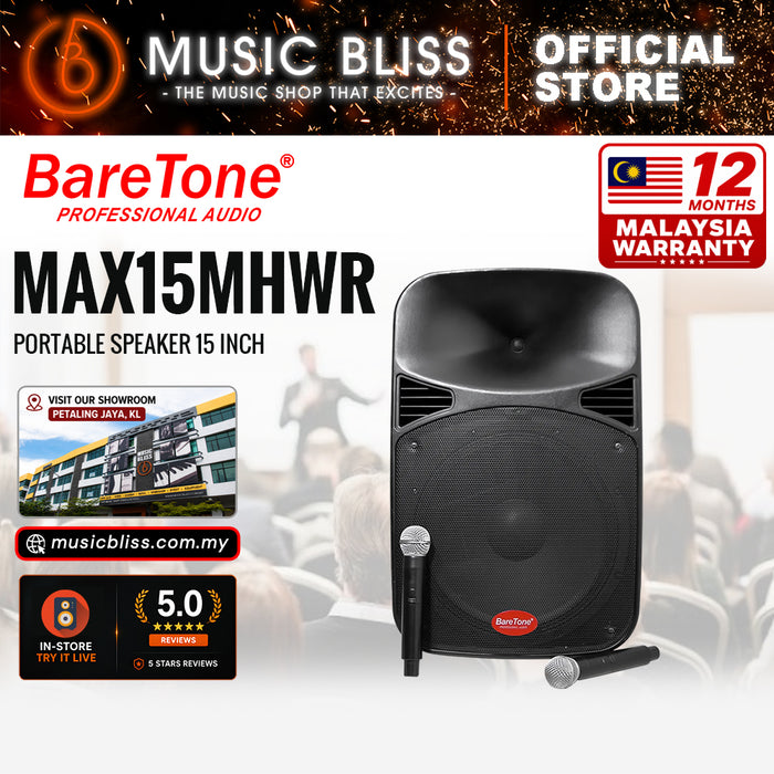 Baretone Audio MAX15MHWR 15" Portable Speaker