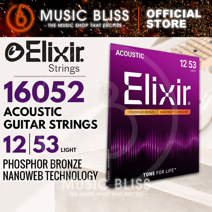 Elixir Strings Nanoweb Phosphor Bronze Acoustic Guitar Strings .012-.053 Light