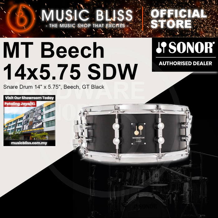 Sonor Momentum Snare Drum 14" x 5.75", Beech, GT Black