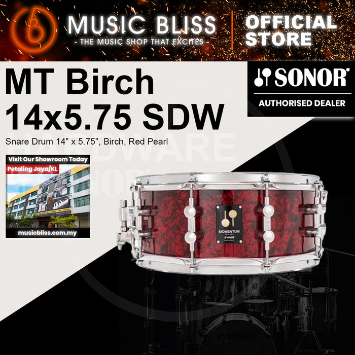 Sonor Momentum Snare Drum 14" x 5.75", Birch, Red Pearl Wrap