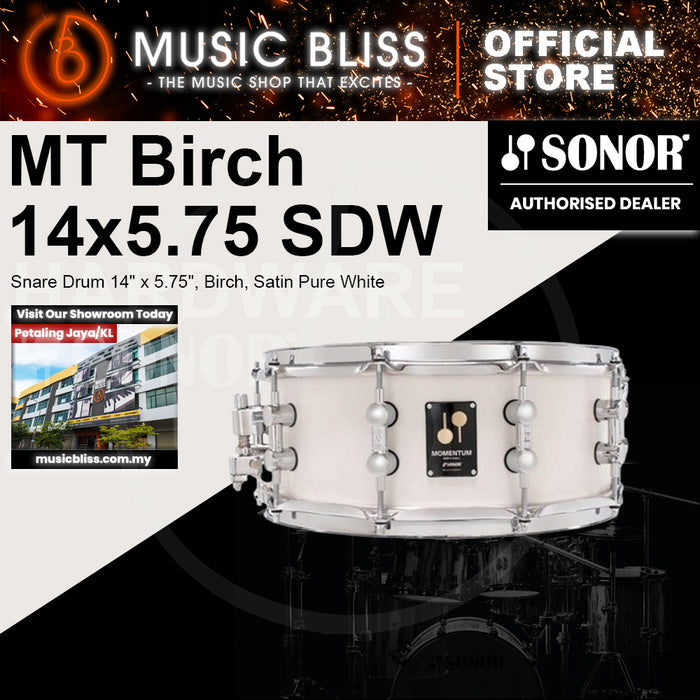 Sonor Momentum Snare Drum 14" x 5.75", Birch, Satin Pure White