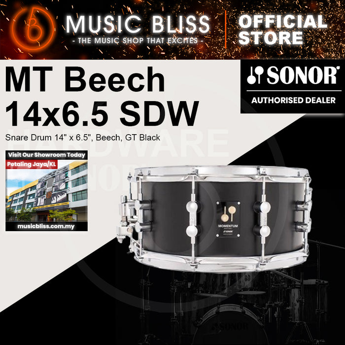Sonor Momentum Snare Drum 14" x 6.5", Beech, GT Black
