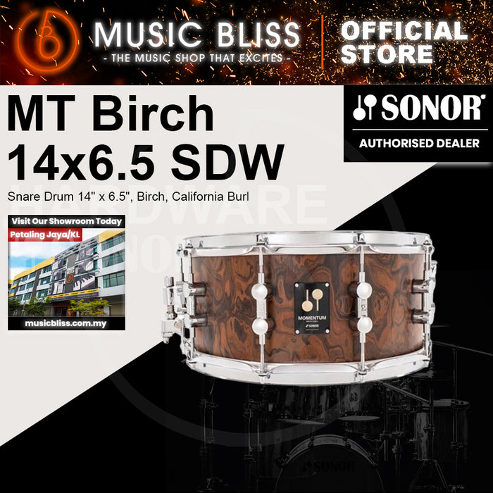 Sonor Momentum Snare Drum 14" x 6.5", Birch, California Burl Veneer