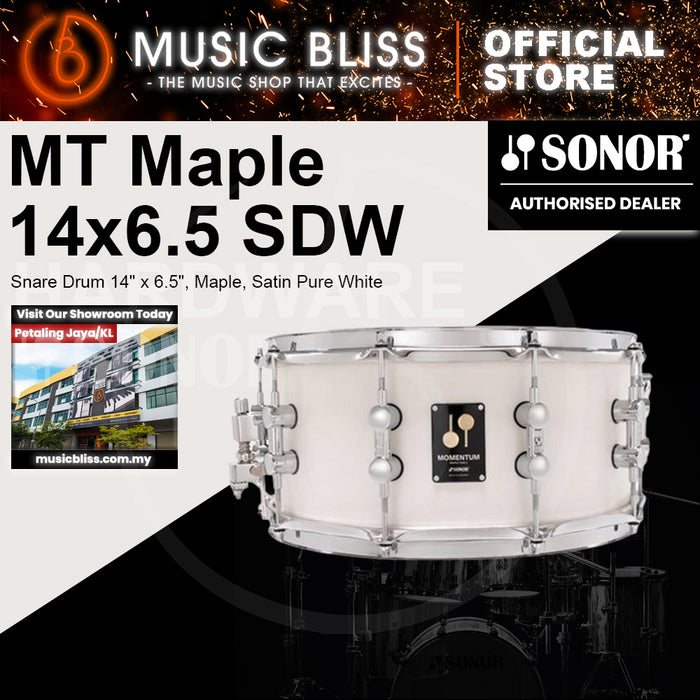 Sonor Momentum Snare Drum 14" x 6.5", Maple, Satin Pure White