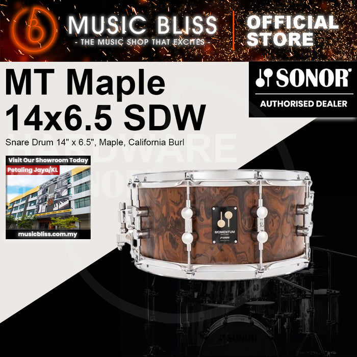 Sonor Momentum Snare Drum 14" x 6.5", Maple, California Burl Veneer