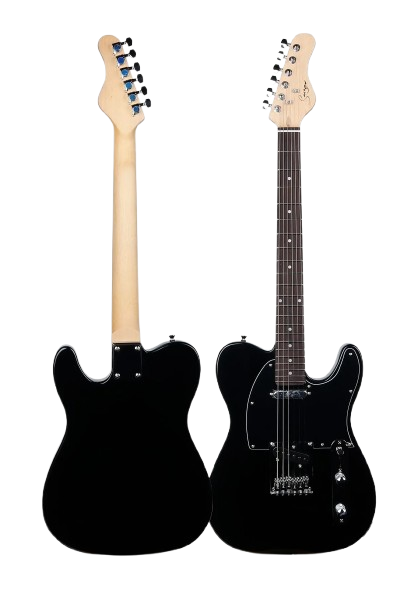 Smiger S-G17-BK Budget Beginner Electric Guitar - SS Tele Style Black for Rock Kapak