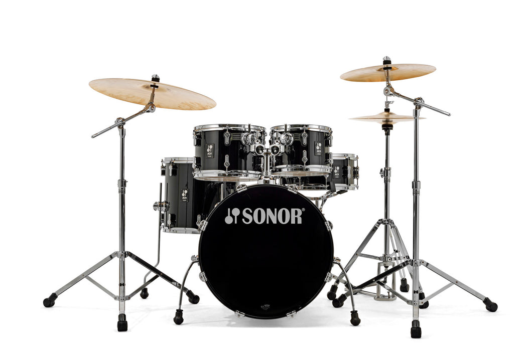Sonor AQ1 Studio 5-Piece Acoustic Drum Set with Hardware - 20 Inch Bass Drum - Piano Black