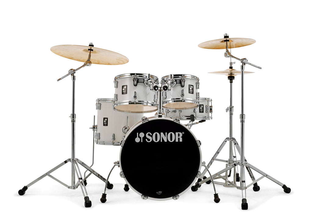 Sonor AQ1 Studio 5-Piece Acoustic Drum Set with Hardware - 20 Inch Bass Drum - Piano White