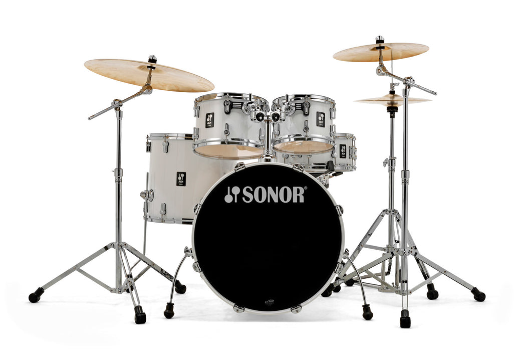 Sonor AQ1 Stage 5-Piece Acoustic Drum Set with Hardware - 22 Inch Bass Drum - Piano White