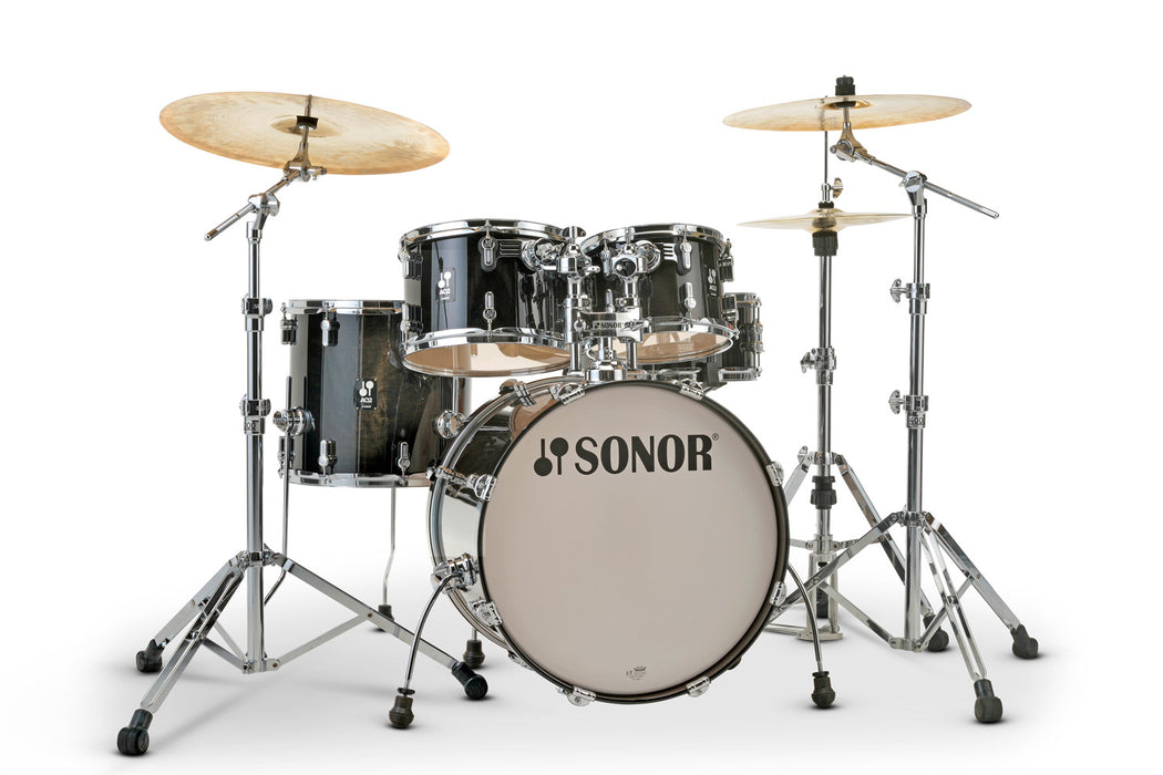 Sonor AQ2 Studio 5-Piece Acoustic Drum Set - 20 Inch Bass Drum - Transparent Stain Black