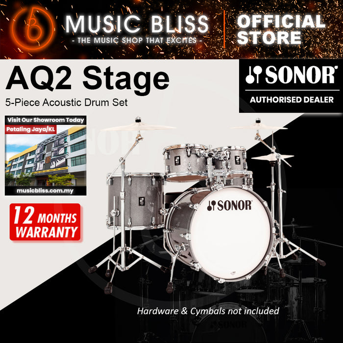 Sonor AQ2 Stage 5-Piece Acoustic Drum Set - 22 Inch Bass Drum - Titanium Quartz