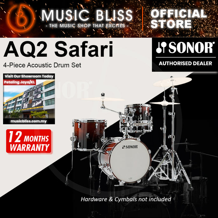 Sonor AQ2 Safari 4-Piece Acoustic Drum Set - 16 Inch Bass Drum - Brown Fade