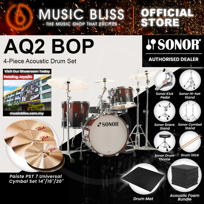 Sonor AQ2 BOP 4-Piece Acoustic Drum Set - 18 Inch Bass Drum - Brown Fade