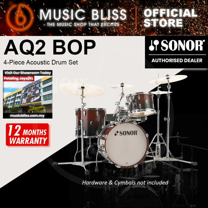 Sonor AQ2 BOP 4-Piece Acoustic Drum Set - 18 Inch Bass Drum - Brown Fade