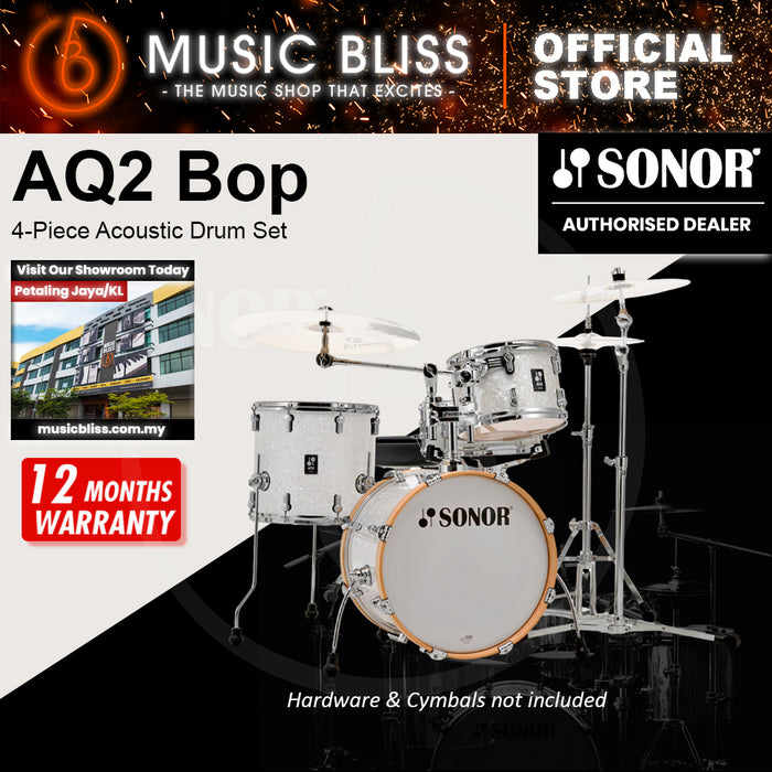 Sonor AQ2 BOP 4-Piece Acoustic Drum Set - 18 Inch Bass Drum - White Pearl