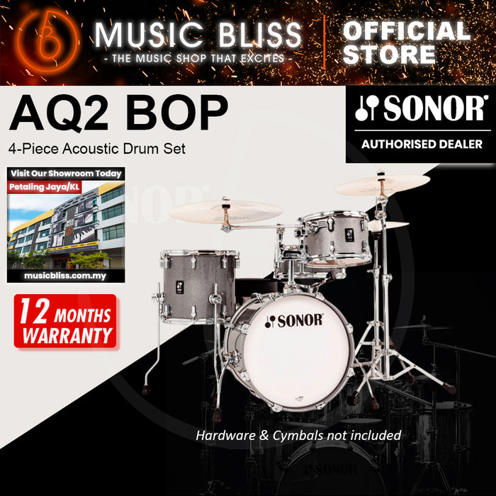 Sonor AQ2 BOP 4-Piece Acoustic Drum Set - 18 Inch Bass Drum - Titanium Quartz