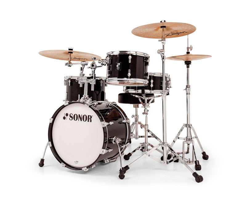 Sonor AQ2 BOP 4-Piece Acoustic Drum Set - 18 Inch Bass Drum - Transparent Stain Black