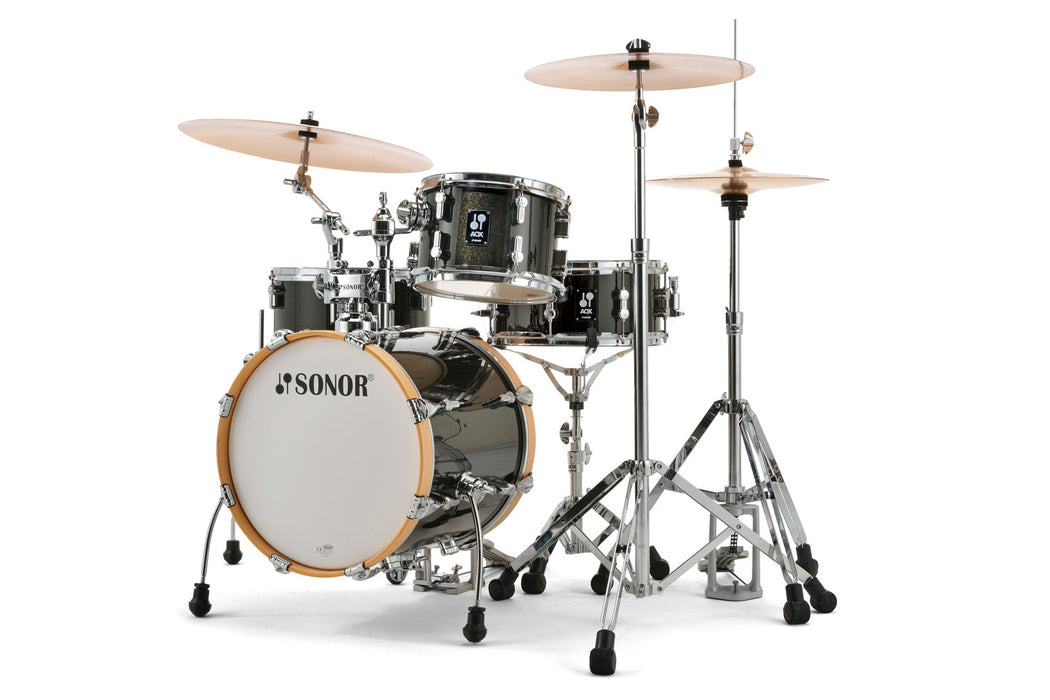Sonor AQX Jungle 4-Piece Acoustic Drum Set - 16 Inch Bass Drum - Black Midnight Sparkle