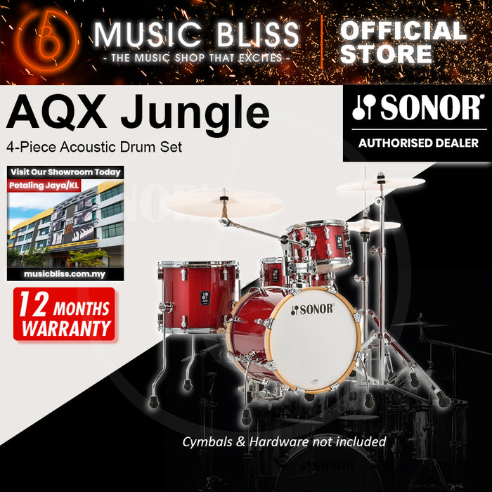 Sonor AQX Jungle 4-Piece Acoustic Drum Set - 16 Inch Bass Drum - Red Moon Sparkle