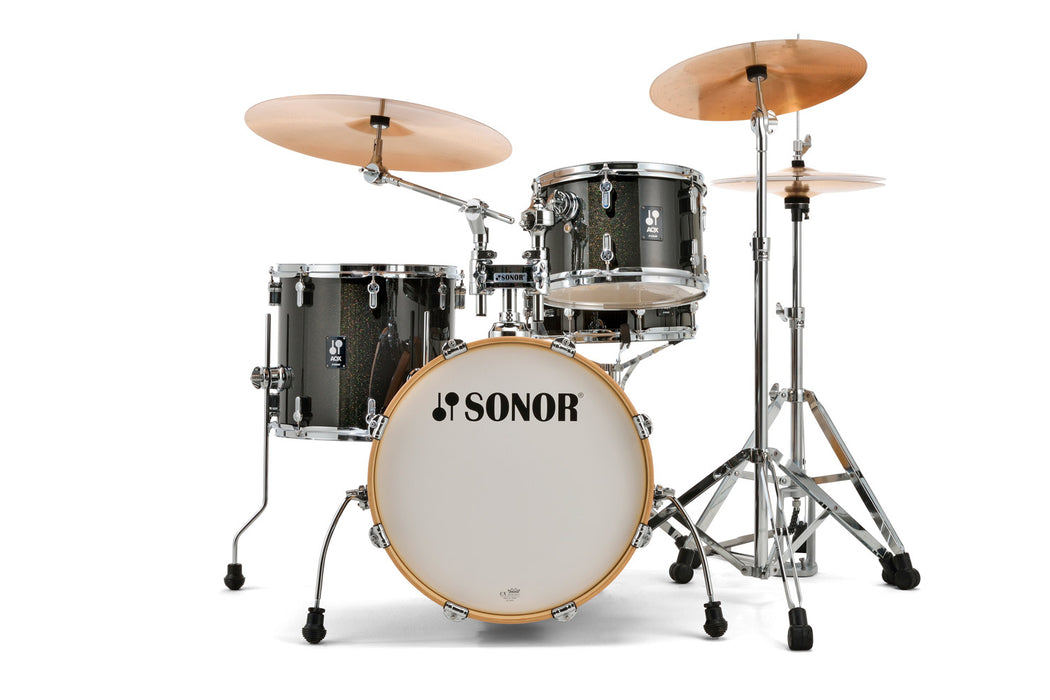 Sonor AQX Jazz 4-Piece Acoustic Drum Set - 18 Inch Bass Drum - Black Midnight Sparkle