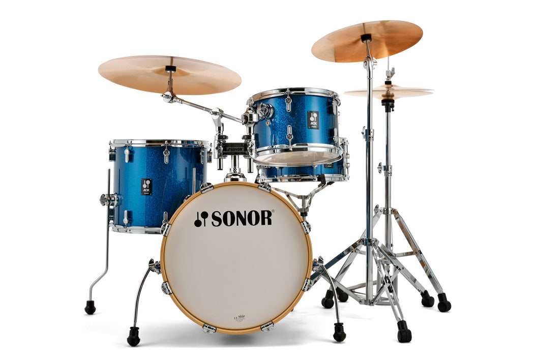 Sonor AQX Jazz 4-Piece Acoustic Drum Set - 18 Inch Bass Drum - Blue Ocean Sparkle