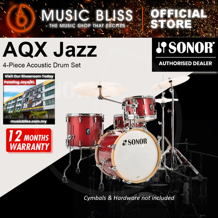 Sonor AQX Jazz 4-Piece Acoustic Drum Set - 18 Inch Bass Drum - Red Moon Sparkle