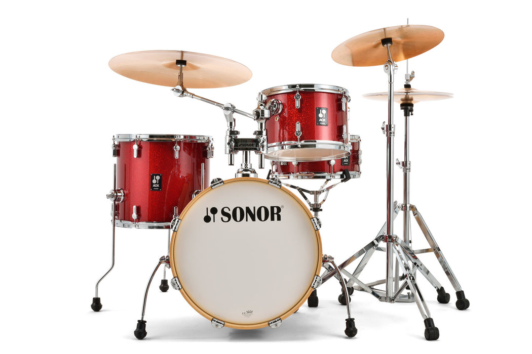 Sonor AQX Jazz 4-Piece Acoustic Drum Set - 18 Inch Bass Drum - Red Moon Sparkle