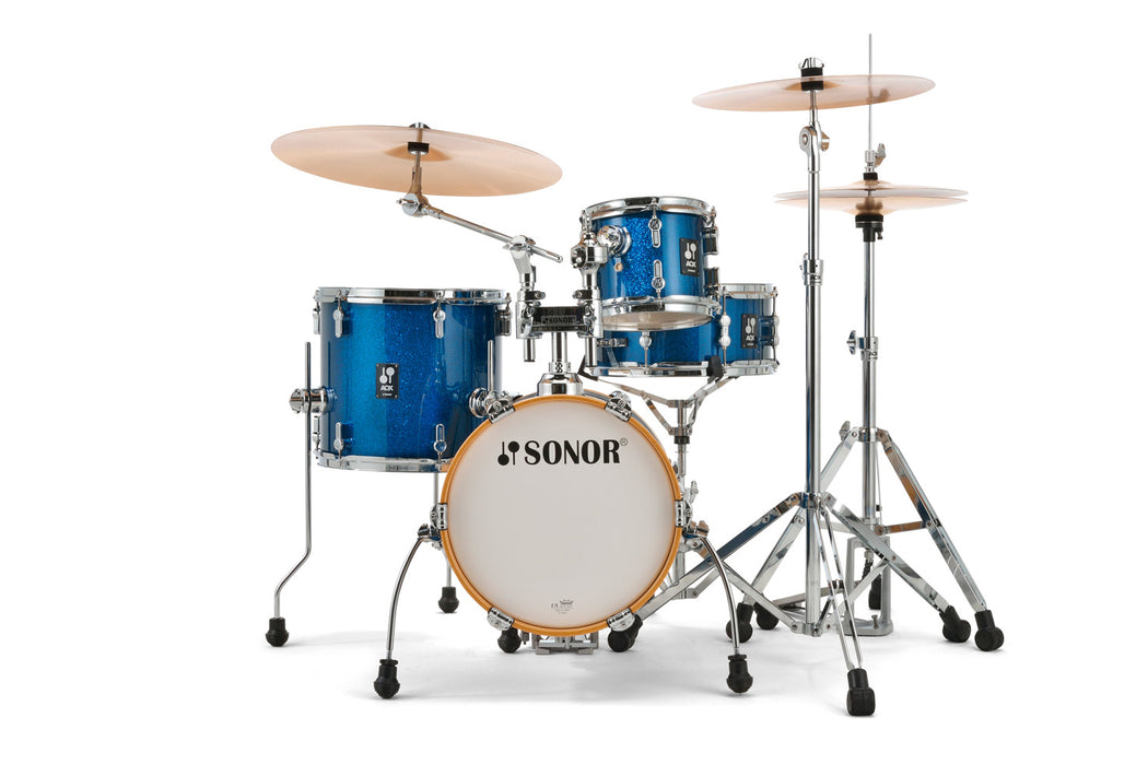 Sonor AQX Micro 4-Piece Acoustic Drum Set - 14 Inch Bass Drum - Blue Ocean Sparkle