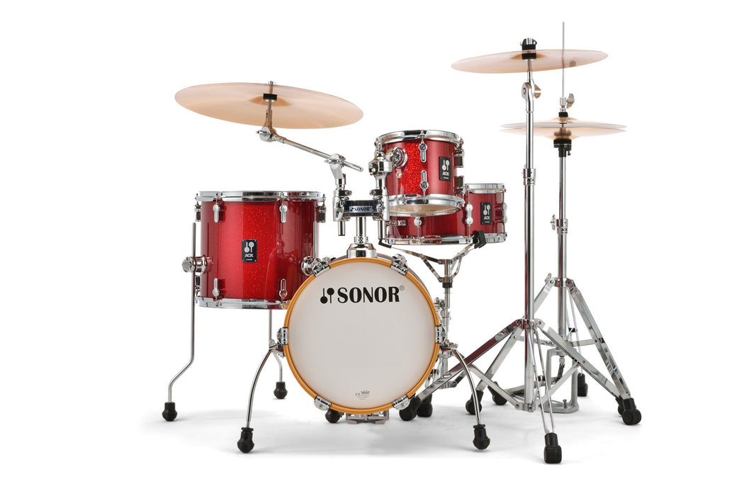 Sonor AQX Micro 4-Piece Acoustic Drum Set - 14 Inch Bass Drum - Red Moon Sparkle