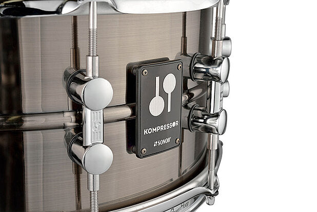 Sonor Kompressor Snare Drum, 14" x 5.75", Brass, Power Hoops, Black Nickel plated