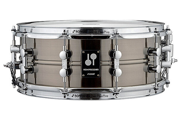 Sonor Kompressor Snare Drum, 14" x 5.75", Brass, Power Hoops, Black Nickel plated