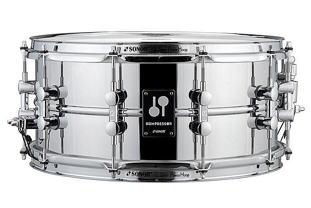 Sonor Kompressor Snare Drum, 14" x 6.5", Steel, Power Hoops, Chrome plated
