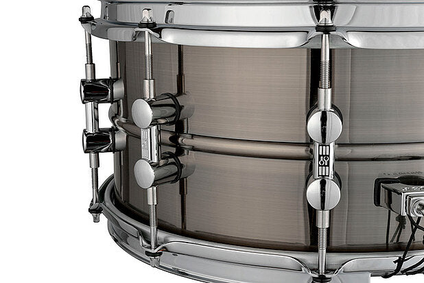 Sonor Kompressor Snare Drum, 14" x 6.5", Brass, Power Hoops, Black Nickel plated