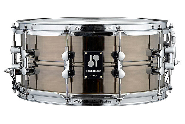 Sonor Kompressor Snare Drum, 14" x 6.5", Brass, Power Hoops, Black Nickel plated