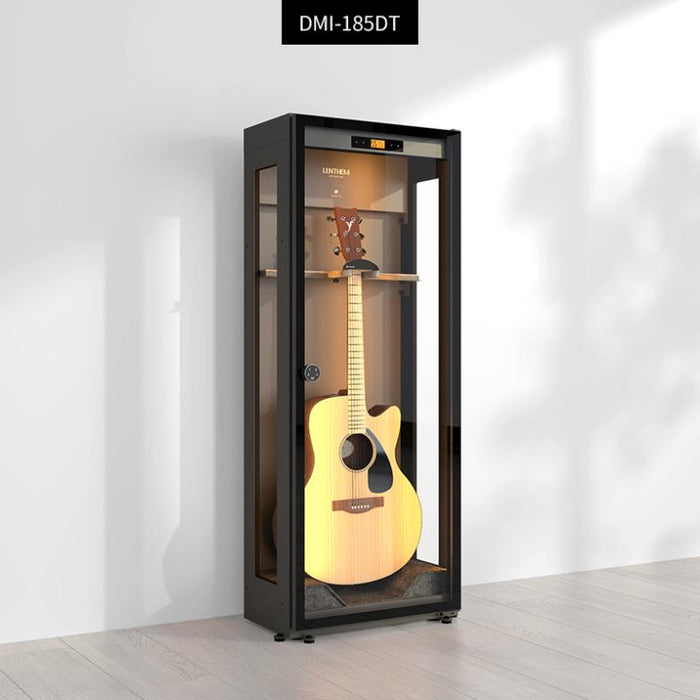 Lenthem DMI-185DT Moisture-Proof & Triple Glass Dry Guitar Cabinet for 1 Electric or Acoustic Guitar - Black