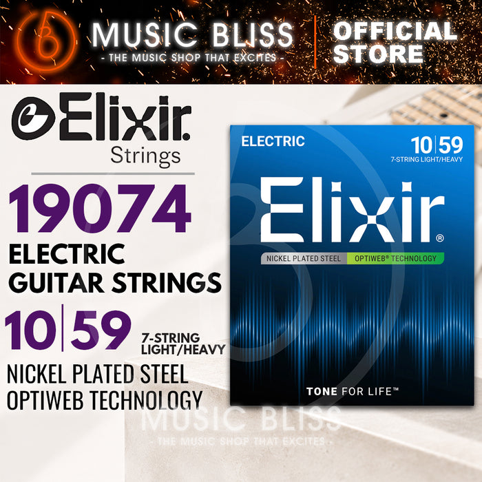 Elixir Strings 19074 Optiweb Electric Guitar Strings -.010-.059 7-string Light/Heavy