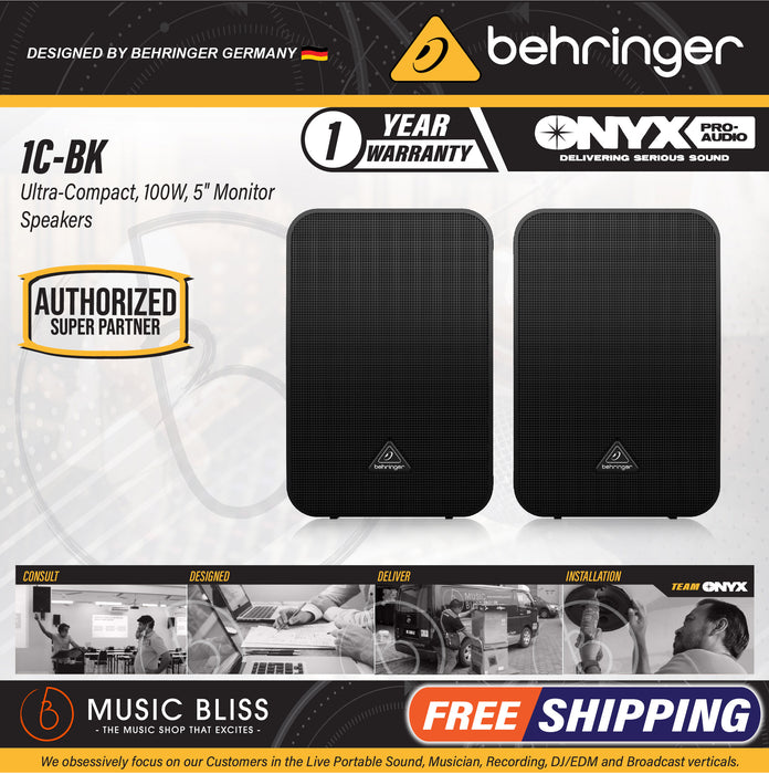 Behringer 1C-BK 100-Watt Monitor Speakers - Pair - Music Bliss Malaysia