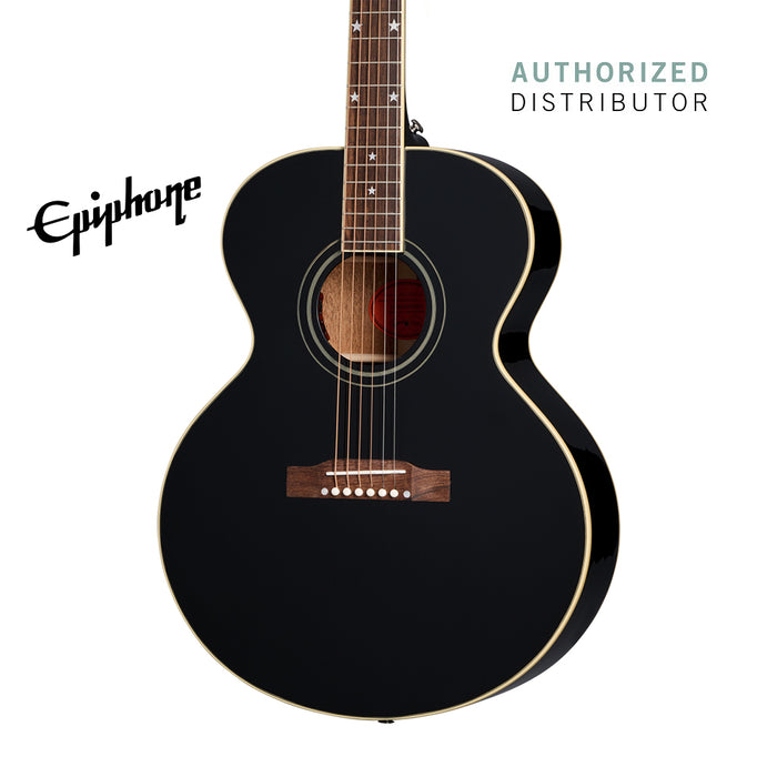 (Epiphone Inspired by Gibson Custom) Epiphone J-180 LS Acoustic-Electric Guitar - Ebony - Music Bliss Malaysia