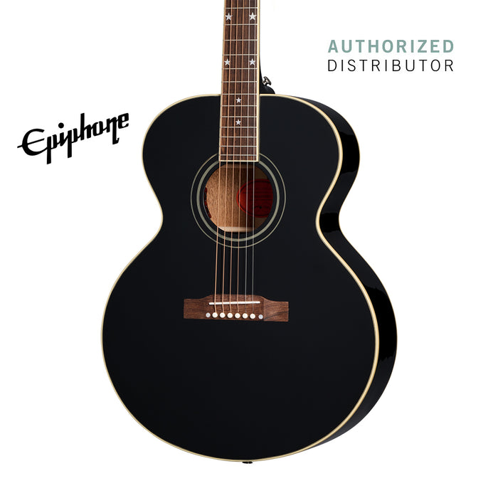 (Epiphone Inspired by Gibson Custom) Epiphone J-180 LS Acoustic-Electric Guitar - Ebony - Music Bliss Malaysia