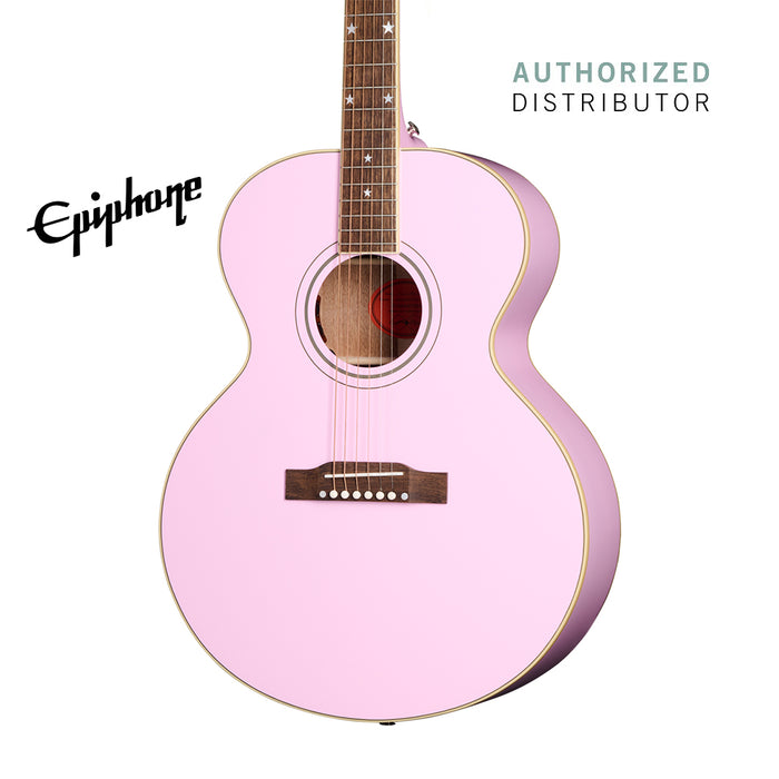 (Epiphone Inspired by Gibson Custom) Epiphone J-180 LS Acoustic-Electric Guitar - Pink - Music Bliss Malaysia