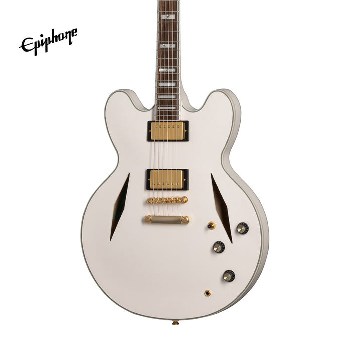Epiphone Emily Wolfe "White Wolfe" Sheraton Semi-Hollow Electric Guitar, Case Included - Aged Bone White - Music Bliss Malaysia