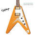 Epiphone Korina Flying V Electric Guitar, Case Included - Aged Natural - Music Bliss Malaysia