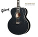 GIBSON SJ-200 CUSTOM ACOUSTIC-ELECTRIC GUITAR - EBONY - Music Bliss Malaysia