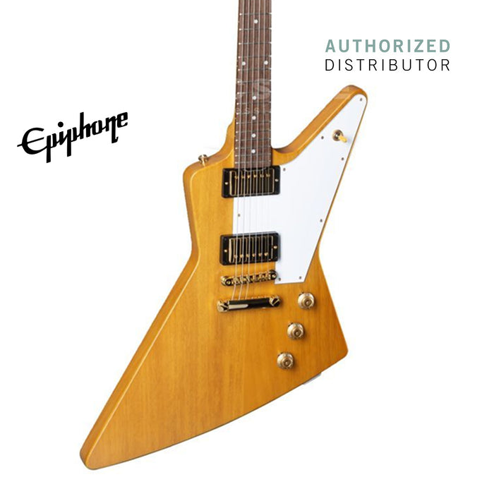 Epiphone Korina Explorer Electric Guitar, Case Included - Aged Natural - Music Bliss Malaysia
