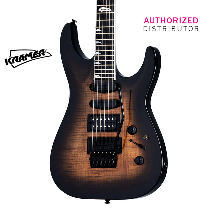 Kramer SM-1 Figured Left-handed Electric Guitar - Black Denim Perimeter