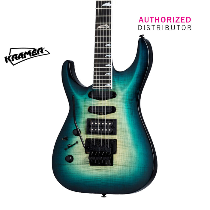 Kramer SM-1 Figured Left-handed Electric Guitar - Caribbean Blue Perimeter
