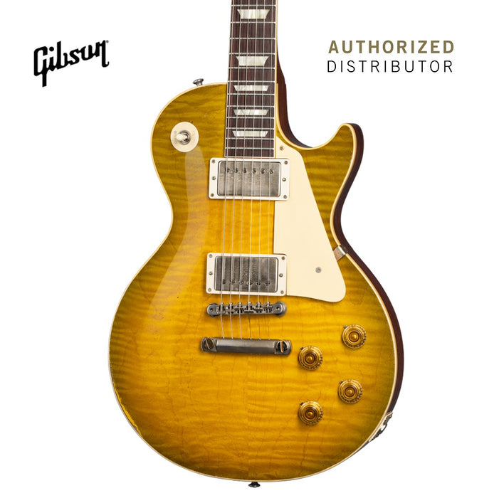 GIBSON 1959 LES PAUL STANDARD REISSUE HEAVY AGED ELECTRIC GUITAR - GREEN LEMON FADE - Music Bliss Malaysia