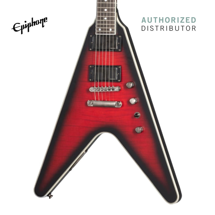 Epiphone Dave Mustaine Prophecy Flying V Figured Electric Guitar - Aged Dark Red Burst - Music Bliss Malaysia