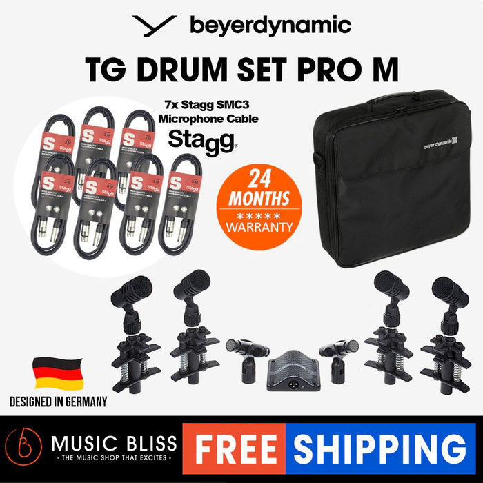 Beyerdynamic TG Drum Set Pro M, 7 Piece Drum Microphone Set with Microphone Clamps, Rugged Softbag & XLR Cables - Music Bliss Malaysia