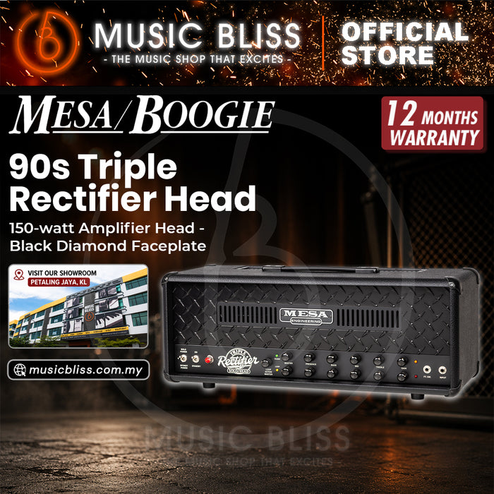 Mesa/Boogie 90s Triple Rectifier 150-watt Amplifier Head, Black Bronco with Black Diamond Plate
